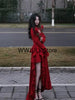 Spring Women Elegant Long Slevee Midi Dress Female Red Square Collar Ruffle Party Dress Christmas Irregular Prom Dress
