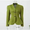 Women Long Sleeve Short Jackets Stand Neck Button Waist-cinching Chic Blazer Lady Commute Street Outerwear