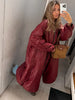 Female Oversized Long Puffer Coat Zip Lapel Full Sleeve Warm Thick Green Overcoat Winter Casual Street Chic Outwear
