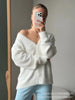 Women Knitted Thick Cashmere Wool Cardigan Chic V Neck Single Breasted Long Sleeve Sweater Fall Winter Coat Outwear