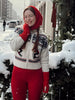 Contrast Skiing Jacquard Sweater For Women Elegant Long Sleeve Zipper Knitted Cardigan Jackets Street Lady Chic Outerwear