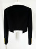 High Street Designer Jacket Women's Black White Color Block Double Collars Cropped Blazer