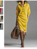Autumn Knitted Button Lapel Women Dress Casual Loose Pocket Lazy Straight Over The Knee Long Sleeve Sweater FemaleDress