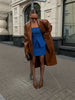 Brown Crocodile Embossed Faux Leather Trench Coat Lapel Single Breasted Straight Front Pockets Autumn Winter Fit Jacket