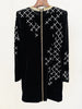High Street F/W Designer Runway Women's Long Sleeve Sequined Pearls Beaded Velvet Dress