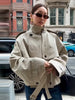 Retro Casual Double Breasted Short Trench Coat Women Solid Stand Collar Lace Up Versatile Jacket Autumn Lady Outerwears