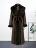 Fluffy Faux Fur Long Coats With Belt Women Winter Thicken Long Sleeve Lace Up Jackets Female Street Chic Outerwear