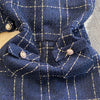 Autumn Dress Suit Women Korean Chic Blue Tweed Jacket + Vest Dress Elegant 2 Piece Set Long Sleeve Cropped Coat