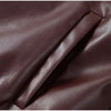 Vintage Wine Red Loose Short Leather Jacket Women Lapel Long Sleeves Zipper Cropped Coat Autumn Lady Street Outwear