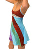 Women’s Casual Sweet Suspender A-line Dress Contrast Color U-neck Hollow Short Dress