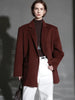 Herringbone Right Angled Shoulder Wool Blazer Coat Women, Ladies Autumn Winter Jacket