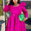 Autumn Stylish Women Evening Party Dress Long Puff Sleeve Elegant Pleated A-Line Gowns Birthday Wedding Celebrate Robes