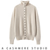 Autumn Women's Cardigan 100% Cashmere Knitted Sweater Chic Tops Female Causal Turtleneck Collar Loose Size Jacket Coat