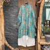Spring Retro Print Ramie Loose Women Thin Wind Coats Leisure Long Trench Vintage Chinese Style Coat