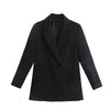 Women Double Breasted Plaid Blazer Coat Vintage Long Sleeve Flap Pockets Female Outerwear Chic Vestes Femme