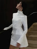 Sexy Slim Mini Dress For Women Two Pocket Spring Autumn Long Sleeve A-line Solid Club Party Dress Elegant Female