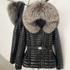 Oftbuy Winter Real Fox Fur Collar Coat Women Duck Down Jacket Female PU Leather Belted Hooded Warm Duck Down Parka Outerwear