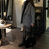 Houndstooth Faux Wool Jacket Women Korean Loose Elegant Double Breasted Suit Overcoat Winter Thick Warm Blend Outerwear