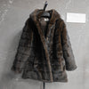 Brown Hooded Women's Faux Mink Fur Coat Thick Autumn Winter Chic Cardigan Mid Length Loose Warm Jackets 2DB4632
