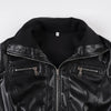 Women Faux Leather Jackets Solid Short Coat Zipper Pocket Turn Down Collar Long Sleeve Waist Cinched Slim Streetwear Autumn