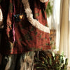 Women Corduroy Print Floral Parkas Red Winter Coats Warm Patchwork Wool Plus Cotton Women Loose Pullover Parkas