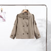 Elegant Women's Short Woolen Coats Stand Collar Double Breasted Long Sleeve Female Jacket Autumn Winter Lady Warm Outwear
