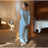 Elegant Woolen Top Pants Women Sets Chic Long Sleeve Slash Neck Pleated Blouse Straight Trousers Autumn Winter Lady Suit