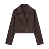 Brown Trench Coat Woman Long Sleeve Urban Solid Cropped Women's Trench Coat Casual Classic Jackets Outerwears