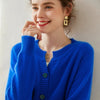 Spring Women's Cardigan 100% Cashmere Knitted Sweater Chic Tops Cashmere Coat Casual O-Neck Loose Women Cardigan