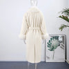 White Fur Patchwork Lace-up Overcoats Women's Street V-neck Full Sleeve Long Woolen Coat Winter Ladies Thick Outwear