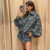Casual Plaid Shorts Set Women Lapel Long-sleeved Zipper Jacket Short Pants Sets Lady Spring Daily Street Outfits