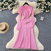 Brand Women Knitted Maxi Dress Aesthetic Y2K Single-breasted Shirt Sweater Dress Lady Party Vestidos