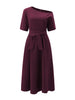 Women's S-2XL Size Slanted Shoulder Collar Tie Waist Style Solid Color Dress Leopard print maxi dresses for women
