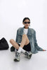 Women's Denim Coat Turtleneck Single Breasted Full Sleeve Patchwork Versatile Jacke Autumn 5R4436
