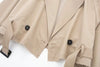 Women Belt Cropped Trench Spring Jacket Vintage Streetwear Double Breasted Long Sleeve Top Female Coat Outfits