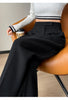 Wool Autumn Slim High Waist Straight Women's Pants Casual Solid Color Loose Chic Female Wide Leg Pants Office Ladies