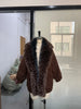 Vintage Thicken Faux Fur Woolen Jacket Women Hooded Pocket Lantern Sleeve Elastic Waist Coat Winter Female Daily Outwear