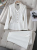 Spring Autumn Women Blazer Jacket And Pant Suit White Red Black Blazer Trousers 2 Piece Set Ladies Office Work Suit