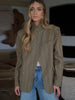 Turtleneck Short Checkered Coat Women Double Breasted Long Sleeve Outerwear Autumn Lady Daily Casual Jacket