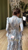 Dubai's spring slim-fit long-sleeved dress for ladies with tie belts, printed patterns and made of satin fabric. S-xxl