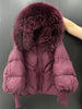 Janveny2026 Winter Large Real Fur Hooded Puffer Jacket Women Thicken Warm Knitted Sleeve Coat White Duck Down Mid Long Parka