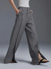 Urban Female Business Suit Pants Black White Loose Straight Pant High-Waist Pleated Split-Front Trousers