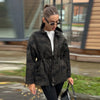 Camouflage Stand Collar Jackets Women's Casual Zipper Drawstring Waist-cinching Pockets Coat Autumn Ladies Outwear