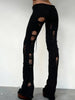 Knit Irregular Ripped Pants Women Autumn Sexy Hottie Wild Solid Hip-Hop Street Clubwear Skinny Bottom