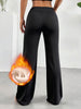 Warm Fleece Lined Wide Leg Pants Winter High Waist Warm Straight Leg Pants Women's Soft Apparel Casual Long Trouser Outdoor Wear