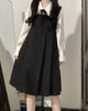 Dress Sets Women Peter Pan Collar Flared Sleeve Shirt + Square Collar Japanese Dress Two-piece Suit Girl