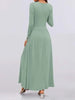 Autumn Women Long Sleeve Maxi Dress Comfortable Fit Ruched Detail Multi Color for Casual Everyday Wear