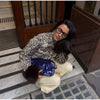 Women Deer Spot Print Faux Fur Cropped Jacket Stand Collar Dark Fur Cuff Button Up Short Coat Vintage Winter Street Outerwear