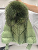 Janveny2026 Winter Large Real Fur Hooded Puffer Jacket Women Thicken Warm Knitted Sleeve Coat White Duck Down Mid Long Parka