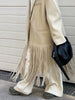 Elegant Tassel Woolen Coat Women Turn Down Collar Full Sleeve Pocket Female Autumn Jacket Streetwear Trench Coats